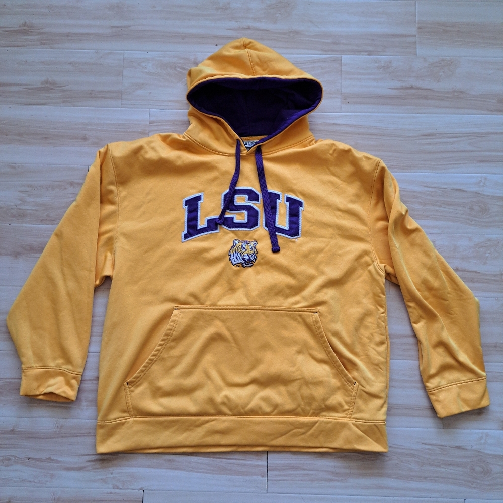 LSU Tigers Yellow Embroidered Hoodie Section 101 Louisiana State-Size XL
